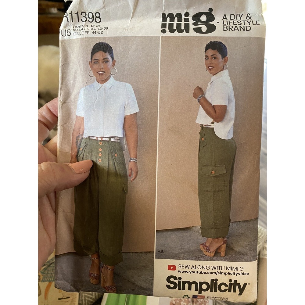 Simplicity Mimi G Sewing Pattern R11398 Shirt Cargo Pants Size 16-24 Uncut